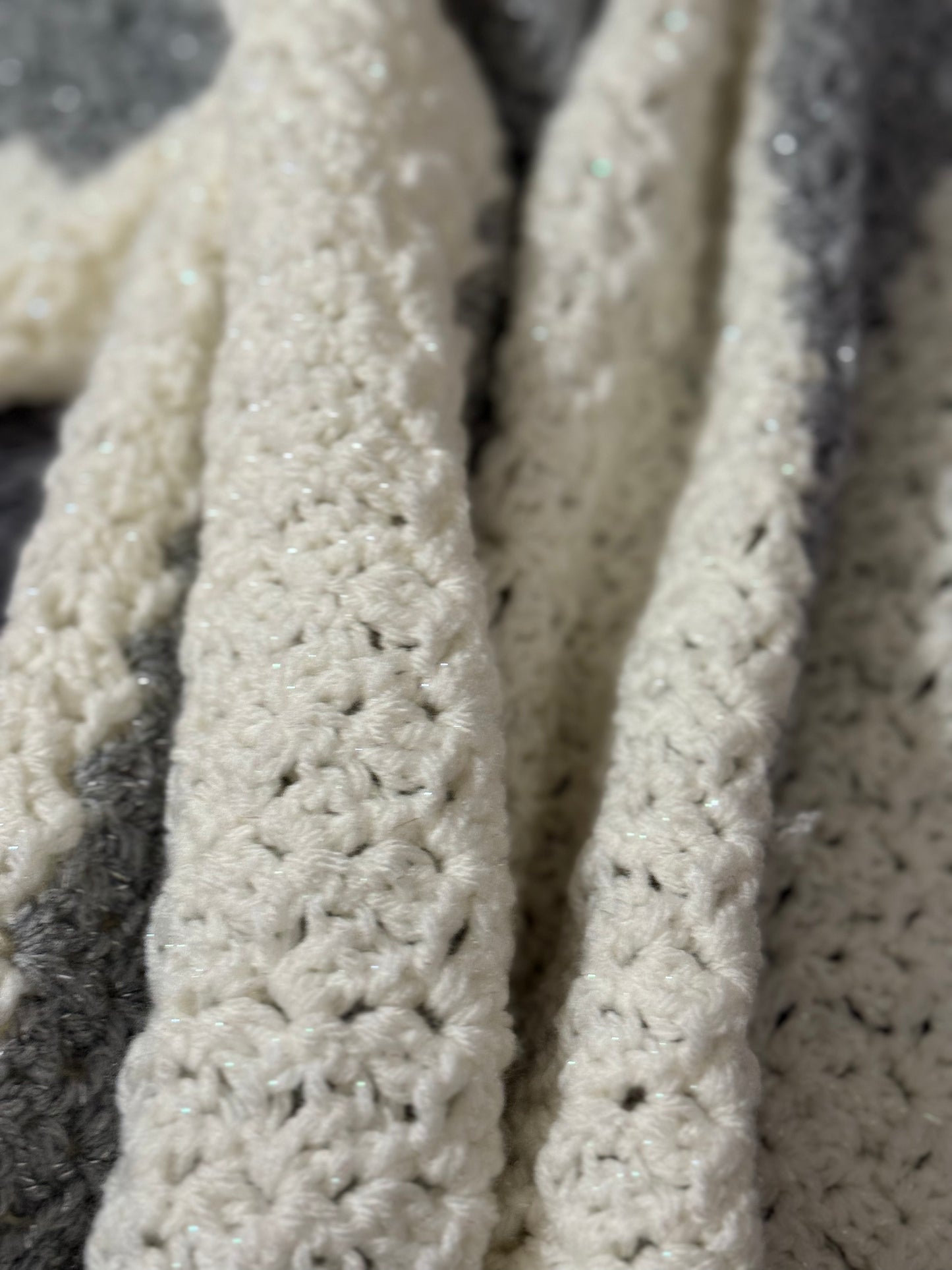 White and Silver metallic blanket