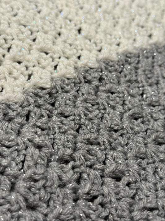 White and Silver metallic blanket