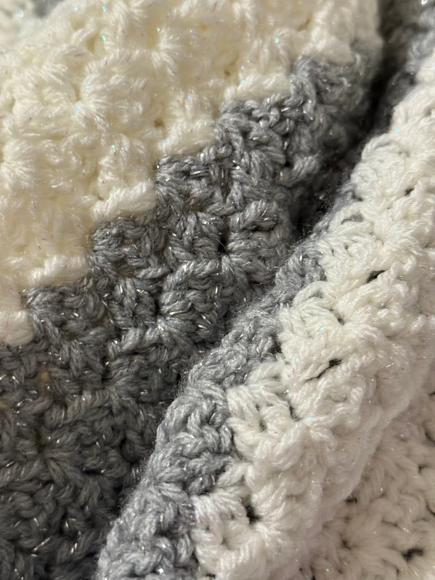 White and Silver metallic blanket